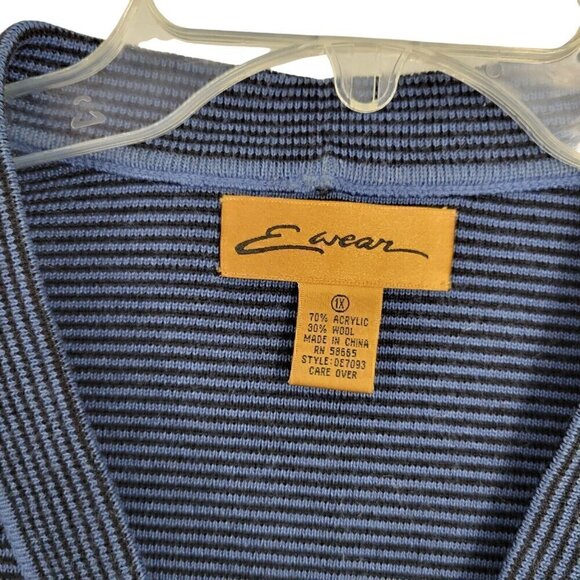 Nordstrom E Wear 1X striped heavy thick Cardigan grandpa sweater wool blend twee - Picture 2 of 3